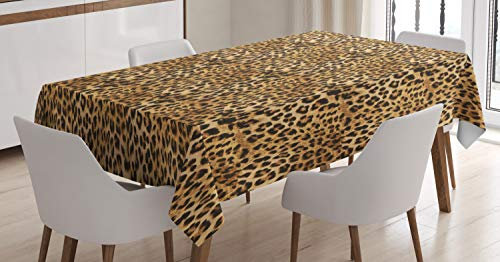 ABAKUHAUS Braun Tischdecke, Leopard-Druck, Pflegeleicht Waschbar Schmutzabweisend und mit Klaren Farben Hochwertiger Druck, 140 x 200 cm, Braun