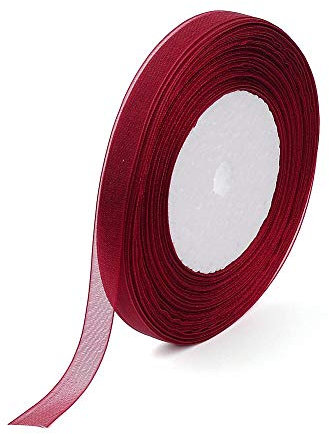 Rouleau de 45 mètres de ruban organza 10mm couleur rouge foncé - Décoration - Mariage