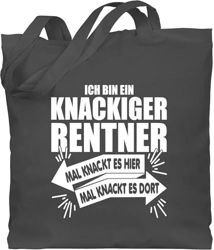 Shirtracer Baumwolltasche - Taschen - Ich bin ein knackiger Rentner - Unisize - Dunkelgrau - stoffbeutel oma renteneintritt beutel rente zur tasche geschenk für großeltern geschenke zum ruhestand