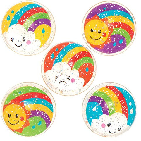 Baker Ross AT970 „Regenbogen“ Glitzer-Springbälle – 10 Stück, buntes Springspielzeug für Kinder zum Spielen im Innen- und Außenbereich, großartige Partytütenfüller oder Taschengeldgeschenke