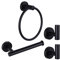 Ntipox Lot de 4 Accessoires de Salle de Bain en Acier Inoxydable Noir Mat avec Anneau Porte-Serviette, Support de Papier Toilette et 2 Crochets pour Peignoir, kit d'accessoires de Salle de Bain