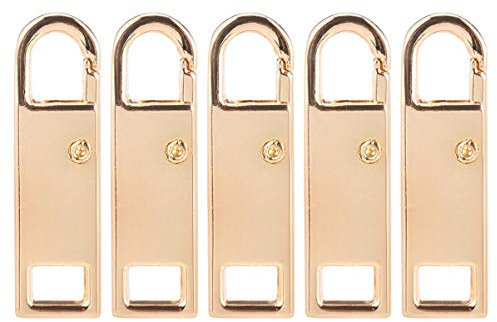 ULTNICE Reißverschluss Verlängerung Zinklegierung Anhänger Golden 5 Stück Reißverschluss Reparatur Ersatzteile Abnehmbar Universal Zubehör für Kleidung Mantel Koffer Jacken Rucksäcke Tasche