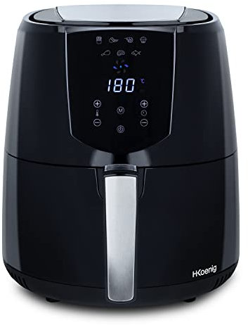 H.KOENIG Friggitrice ad aria FRY800, capacità 4 L, 7 programmi di cottura, temperatura regolabile da 80°C a 200°C, touch screen, cestello rimovibile, lavabile in lavastoviglie, 1400 W