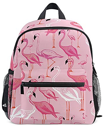Isaoa Sac à dos pour fille Motif flamants roses Pour école maternelle Avec sangle de poitrine