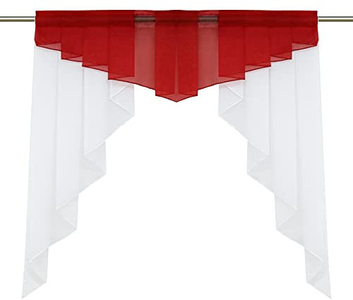 HeichkelL Voile Scheibengardine Modern Kurzstore Küche Bistorgardine Tunnelzug Kleinfenster Fertiggardinen für Kinderzimmer Rot BxH 120x145 cm