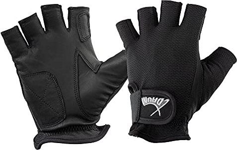 XDrum DGL-0F Schlagzeug Handschuhe Größe XL - Drummer Handschuhe für Herren - Mit abgeschnittenen Fingern - aus weichem Leder - Mesh Außenseite - Schwarz