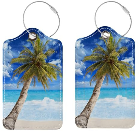 Luggage Tags for Suitcases, 2 Pack Cute PU Leather Suitcase Tag Identifiers TSA Approved with Stainless Steel Loop and Address Card for Baggage Tag for Cruise Airport Travel Essentials by Chelmon