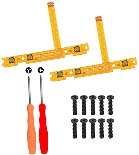 OnlyTech - Nappes internes des boutons latéraux SL/SR/SYNC de remplacement pour les manettes Joycon gauche et droit (bleu et rouge) de la Nintendo Switch + 10 Vis étoile + Tournevis