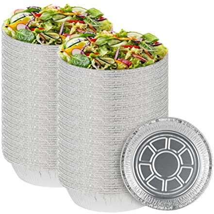 PARTY BARGAINS Einweg-Pfannen aus Aluminium (Deckel nicht im Lieferumfang enthalten), 17.8 cm, rund, robust, zum Backen, Braten, Grillen, perfekt in der Küche, Camping, 100 Stück