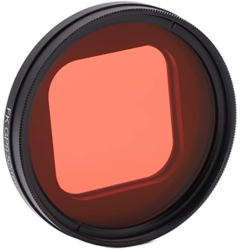 52mm Red Lens Filter, Underwater Camera Dive Filter, Aluminum Alloy Glass Action Camera Lens Filter, with Adapter Ring and Filter Cover, for Action Camera Lens Protector
