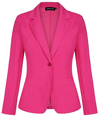 MINTLIMIT Vestito da bavero da donna con colletto a scialle a maniche lunghe, sciolto, fucsia, XXL