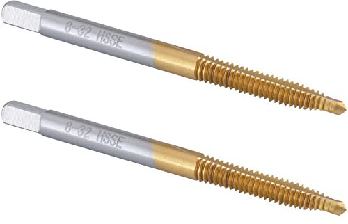 Burkit Lot de 2 tarauds à pointe en spirale n°8-32 UN, revêtement en titane HSS 8 x 32 UN
