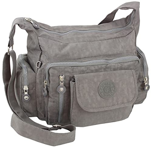 CF CATTERFELD Sportliche & leichte Damen Umhängetasche Schultertasche | wasserabweisendes Nylon, Freizeit, Alltagstasche, viele Fächer
