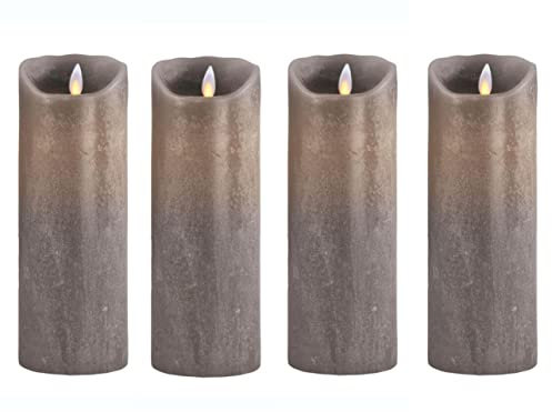 sompex 4er Set Flame LED Echtwachskerze Sand metallic 8x23cm