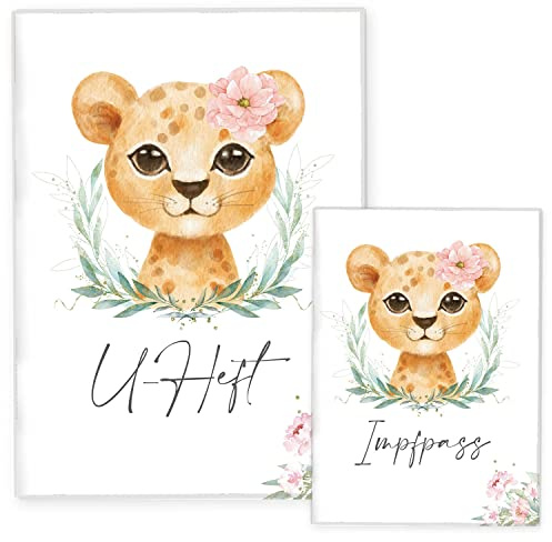 cozy racoon U-Heft- und Impfpasshülle ohne Personalisierung| 3- teiliges Set | Hochwertige Hülle für Untersuchungsheft und Impfpass Deines Kindes | Löwen Mädchen