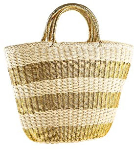 collezione alessandro Strohtasche Aurel mit goldenen Akzenten und XXL-Henkel 42cm x 30cm x 16cm