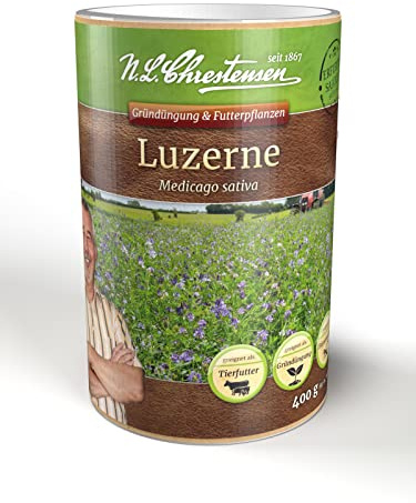 Chrestensen Luzerne Samen 400g Dose - Samenfestes Saatgut für ca. 80 qm | Mehrjährige Futterpflanze & Gründünger