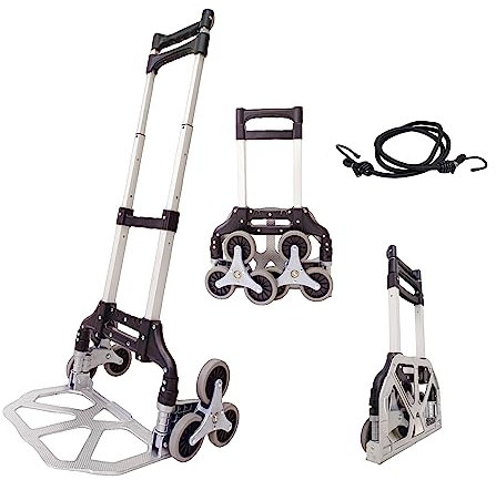 Carrello pieghevole a mano, carrello per arrampicata su scale, carrello pieghevole leggero e portatile, carrello pieghevole multifunzione per casa, ufficio e viaggi, capacità 70,3 kg (6 ruote)