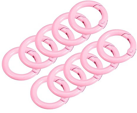 QUARKZMAN 10 Stück Runde Feder O Ringe 1 (24mm) Trigger Schnappverschluss für Taschen Geldbörsen Schlüsselanhänger Rosa