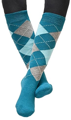 Rhinegold Junior Cool & Dry Cushioned Riding Socks-TEAL/GREY