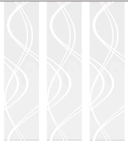 Home Fashion Schiebevorhang TIBERIO aus Dekostoff und Voile mit Scherli 245 x 60 cm, Farbe:wollweiß, Größe:245 x 60 cm, Anzahl: 3er Set (3X Voile)