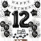 Luftballons 12 Geburtstag Dekoration mädchen Junge Schwarz weiß, deko 12. Geburtstag mädchen,Tortendeko 12 Geburtstag mädchen ,Geburtstagsdeko 12 jahre Junge Schwarz Ballon 12. geburtstag mädchen