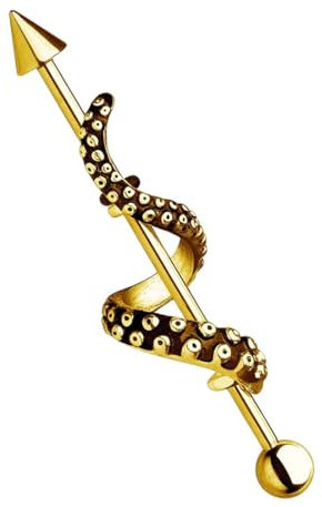 Taffstyle Piercing Barbell avec pieuvre tentacule pour oreille intime poitrine hélix tragus
