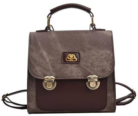 YEAMKE RUCKSACK FRANZÖSISCHE UMHÄNGETASCHE VINTAGE COLLEGE TASCHE, KAFFEEFARBE, 20 * 8 * 19 CM