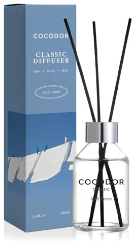 COCODOR Classic Reed Diffuser/April Breeze/100ml/1 Pack/Scent Diffuser with Sticks Home Fragrance Reed Diffuser for Bathroom Shelf Décor