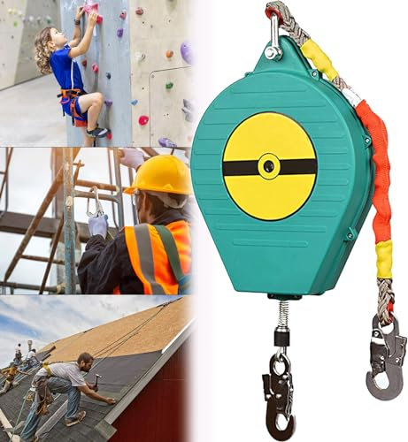 Höhensicherungsgerät, 3-20m Absturzsicherung Einziehbar mit Doppelbremssystem, Fallschutz Abseilgerät für Dach und Gerüst, Absturzsicherung Gurt - Belastung: 150kg(Size:3m)