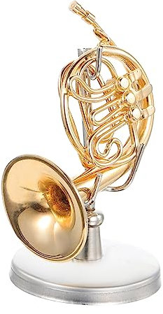 ifundom Kupfer Miniatur Horn Ornament Messing Vergoldet Mit Ständer Und Etui Dekoratives Horn Modell Für Wohnkultur Und Schreibtischdeko 3,5cm Kleiner Hornfigur