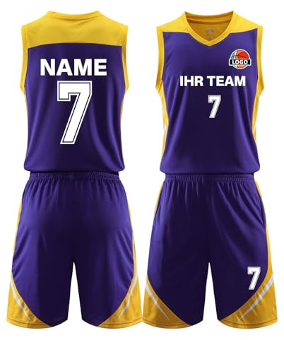 Benutzerdefiniert Basketball Trikot mit Eigenem Namen Kinder Nummer Team Logo Basketball Shirt & Short