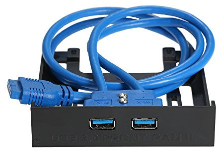 SIUKE USB 3.0 Panel Frontal Hub Bahía de expansión de 2 Puertos 20 Pines a USB3.0 Cable Adaptador de Soporte de 60 cm para PC de Escritorio 2.5