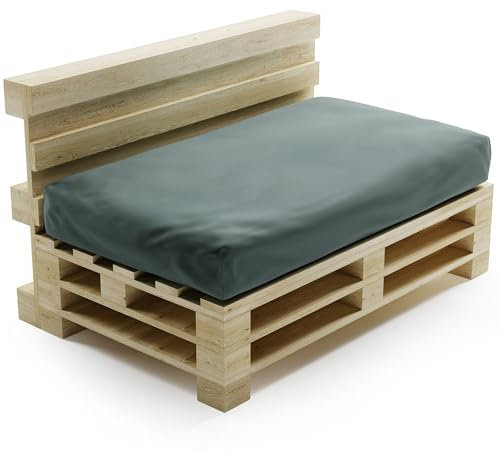 bananair - Palettenkissen Outdoor Wasserdicht und Abnehmbar - Schaumstoffpolsterung, Bequem - Polster Ideal für Europaletten, Palettenmöbel, Gartenmöbel (Sitzkissen, 120 x 80 cm, Dunkelgrau)