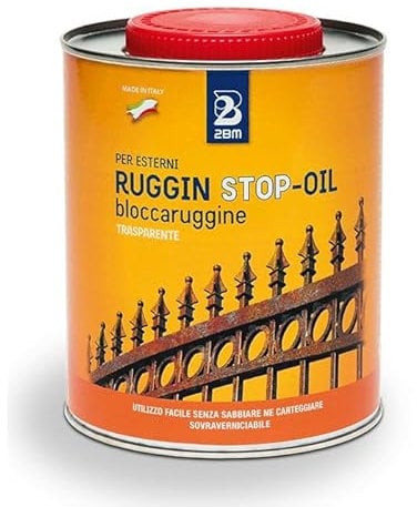 2BM Antiruggine Rugginstop Oil Olio Bloccaruggine protezione ferro, olio blocca ruggine trasparente | idoneo anche come additivo per vernici | effetto lucido | Bottiglia 750 ml