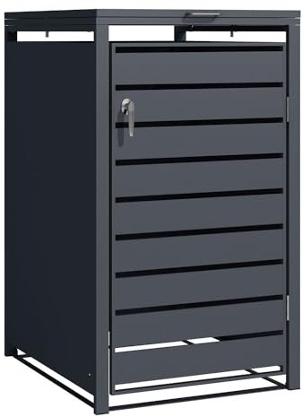 Phoenix Safe Company GB1168AAK Single Wheelie Bin Storage - Galvanized Steel, Weatherproof, Secure Locking, Outdoor Bin Cover - Anthracite - Size 80 D x 68 W x 116 H cm