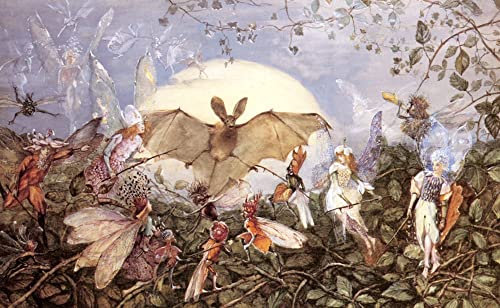 ZHAOSHAN Leinwandbilder, Poster, 58 x 90 cm, ohne Rahmen, Horden angreifen eine Fledermaus John Anster Fitzgerald