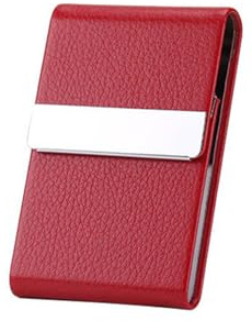 SEIWEI Rot, Visitenkartenetui aus PU-Leder mit Magnetverschluss, ID-Etui aus Edelstahl für Männer/Frauen, ideal für Reise und Arbeit