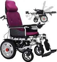 Electric Power Reclining Wheelchair - 90-180° Lie Flat Folding Car with High Back, Elderly Mobility Vehicles, Disabled Aids