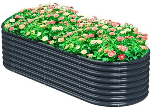 1 Stück Hochbeet Metall 180x90x60 cm Verzinkter Stahl Pflanzkübel Blumenkasten Garten Pflanzkasten Gemüsebeet Gartenbeet Pflanzbeet verzinkte Gartenkisten für den Außenbereich (180*90*60 cm) (Grau)