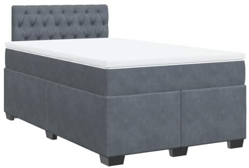 vidaXL Boxspringbett mit Matratze Dunkelgrau 120x200 cm Samt