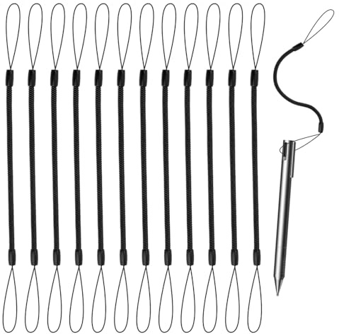 XIHIRCD 12pcs Cordons Élastiques, 24cm Cordon pour Stylet Tactile Rétractable Sangle à Ressort Anti-Perte Cordon pour Stylet Laisse pour Stylo pour Attacher Le Stylet à l'Écran Tactile la Tablette