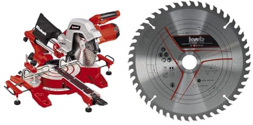 Einhell Scie à onglet radiale TC-SM 254 (1900 W, fonction de traction sur double glissière, table pivotante à réglage rapide et butées d’angles, laser) + 2ème lame incluse