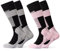 Occulto Herren & Damen Kompressions Skisocken 2er Pack (Model: Taylor) Grau Pink 35-38
