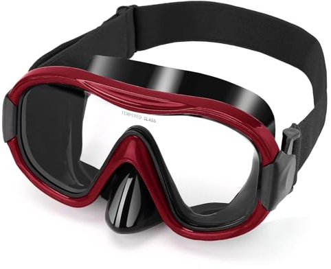 Schwimmbrille Scuba Schnorchel Maske für Erwachsene, verstellbare elastische Strickband Schwimmbrille, gehärtetes Glas mit Panorama Scuba Snorkel Tauchmaske für Erwachsene
