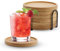 Set de 6 Posavasos de Bambú Redondos,Posavasos de Madera con Soporte,Posavasos Originales Bambú Resistentes al Calor,10 x 10 cm Lavable Coasters for Drinks,para Vasos, Taza de Café, Decoración de Mesa