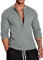 Muscle Cmdr Men's Waffle Henley Shirts Long Sleeve T-Shirt Stylish Casual 5 Buton Placket Thermal Underwear Dark Grey S