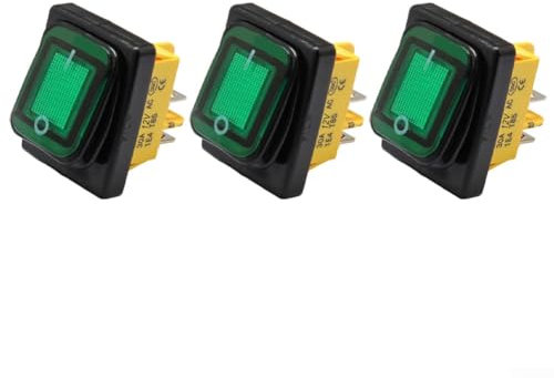 3 Stück Marine Wippschalter, robuster, wasserdichter Wippschalter für Fahrzeuge und Boote, für Autos, Wohnmobile, Schiffe, Haushaltsgeräte (grün)