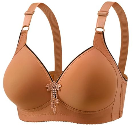 Women's Bralette Triangle Bras Cotton Bras for Women Women Activewear deep Cup Bra Hide Back Fat with Shapewear Incorporated Coffee