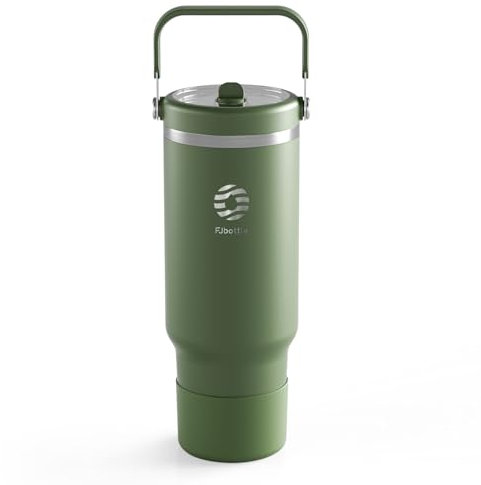 Fjbottle 40 oz Tumbler with Straw and Lid Double Wall Vacuum Insulated Stainless Steel Water Bottle Travel Mug with Handle Coffee Mug for Hot Iced Drink